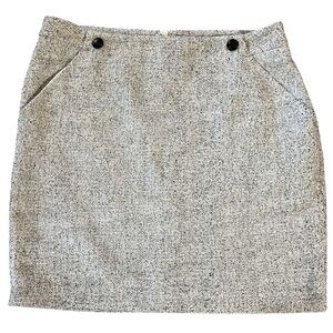 H&M Gray,Black & White Tweed Mini Pencil Skirt w/pockets & button detail Size 14
